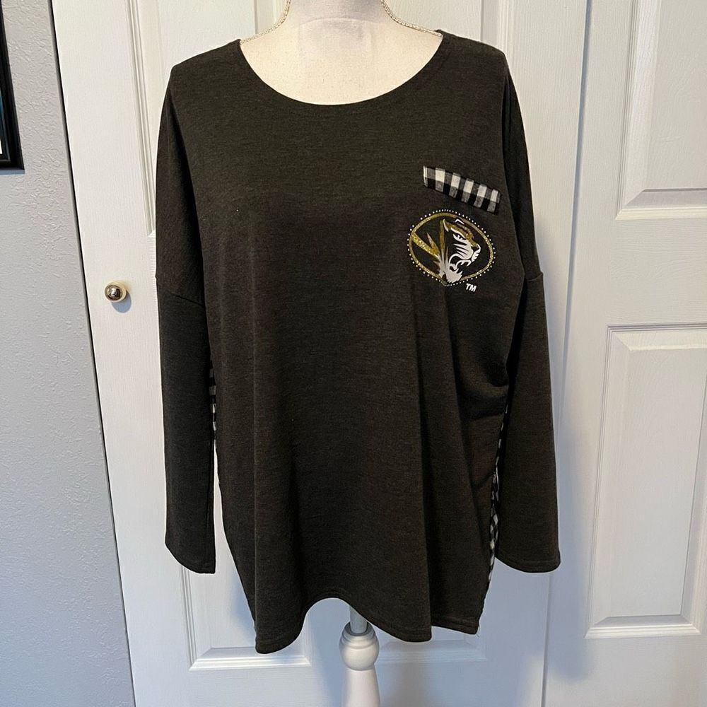 University of Missouri, Mizzou Mixed Media Gray Tunic Top Size Medium/Large